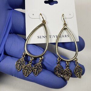 Croft & Barrow Gold tone Hoop Filigree Design Charms Drop Dangle Earrings, Women